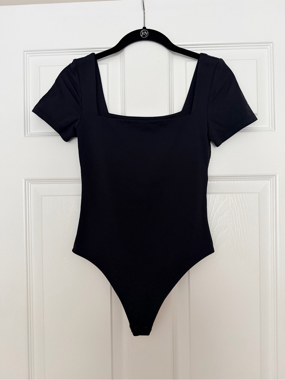 Black Square Neck One-Piece Bodysuit